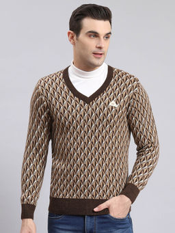 Monte Carlo - Brown Self Design Pullover
