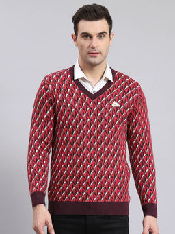Monte Carlo - Maroon Mix Self Design Pullover
