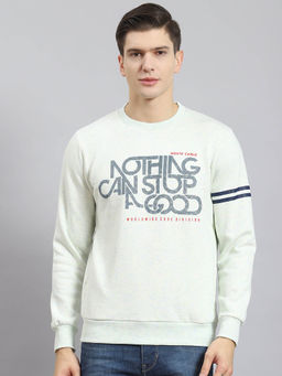 Monte Carlo - Ecru Green Printed Sweatshirt
