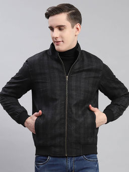 Monte Carlo - Black Checked Stand Collar Jacket