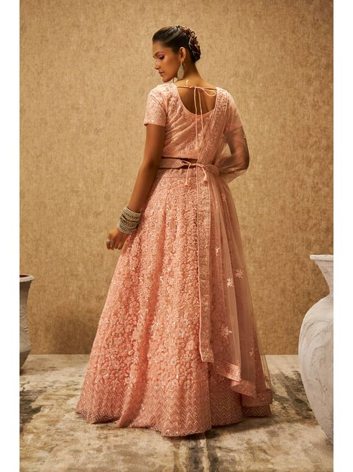 Buy Soch Womens Peach Net Unstitched Lehenga Choli with Sequins