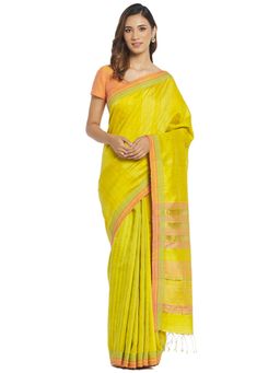 Fabindia - Lime Hand Woven Silk Sari