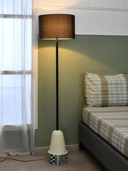 At Home by Nilkamal - Tribal Fabric Shade Paper Mache Metal Base Floor Lamp