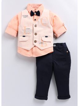 Little Collars - Orange Shirt and Pant with Waistcoat and Bow Tie (Set of 4)
