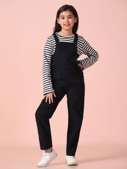 PICCOLO - Navy Blue Corduroy Dungaree with Stripe T-Shirt (Set of 2)