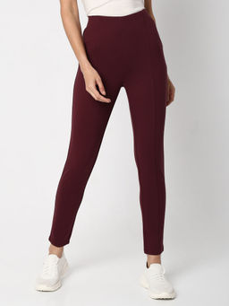 VERO MODA - Maroon High Rise Skinny Jeggings