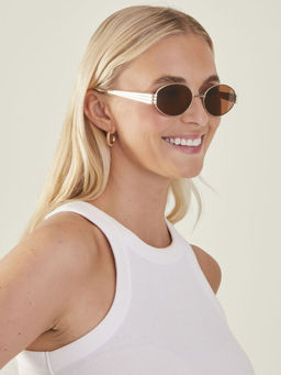 Accessorize London - Womens Brown Oval Metal Frame Sunglasses Ma-10002474271 (55)