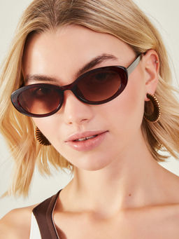 Accessorize London - Womens Brown Chunky Oval Sunglasses Ma-10002474351 (55)