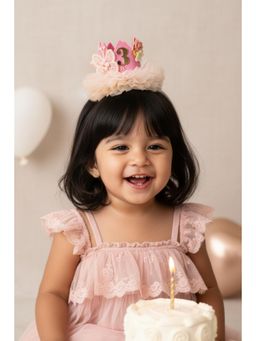 Choko - Girls Pink 3rd Birthday Glitter Princess Crown Hair Clip (3-4 Years)