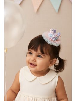 Choko - Girls Floral Crown with Ribbon Bow and Pastel Tulle Birthday Hair Clip (3-12 Years)