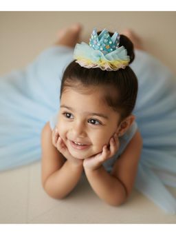 Choko - Girls Crown with Pearl Bow and Sparkle Gems Birthday Hair Clip (3-12 Years)