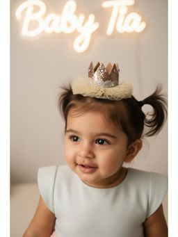 Choko - Girls Beige Glitter Crown Hair Clip (3-12 Years)