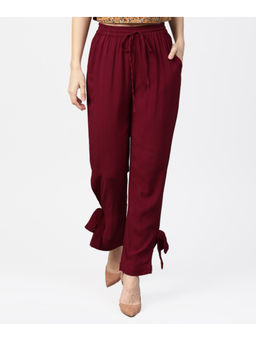 Jaipur Kurti - Maroon Side Bow Regular Pant