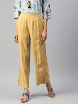 Jaipur Kurti - Beige Rayon Solid Palazzo