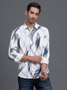 Cantabil - Regular Fit Polyester Stretch Fabric Printed Pattern Casual Shirt for Men