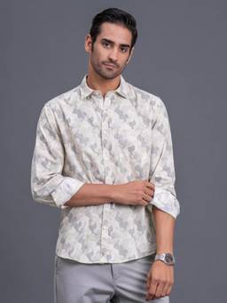 Cantabil - Regular Fit Lyocell Linen Fabric Printed Pattern Casual Shirt for Men