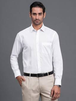 Cantabil - Regular Fit Pure Cotton Fabric Solid Pattern Casual Shirt for Men