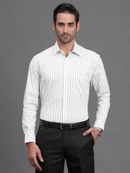 Cantabil - Regular Fit Cotton Nylon Fabric Striped Pattern Casual Shirt for Men