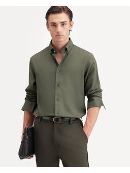 Rare Rabbit - Mens Alexi Dark Green Cotton Shirt