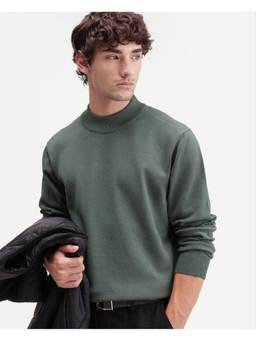 Rare Rabbit - Mens Alvor Dusky Green Viscose Blend Sweater