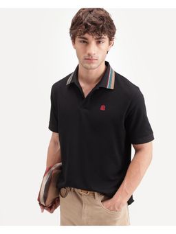 Rare Rabbit - Mens Andre Black Cotton Polo