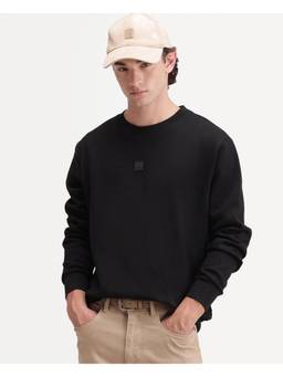 Rare Rabbit - Mens Badgez Black Cotton Blend Sweatshirt