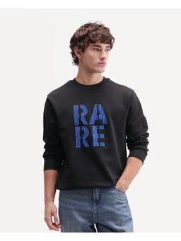 Rare Rabbit - Mens Bazo Black Cotton Blend Sweatshirt