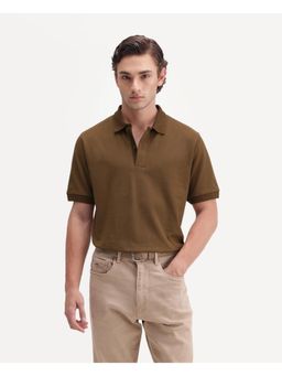 Rare Rabbit - Mens Braf-A26 Mustard Cotton Blend Polo