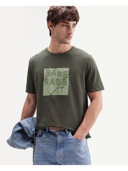 Rare Rabbit - Mens Brett Olive Cotton Blend T-Shirt