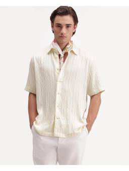 Rare Rabbit - Mens Darsh-S Light Yellow Viscose Blend Shirt