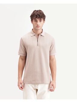 Rare Rabbit - Mens Doom Dusky Beige Polyester Blend Polo