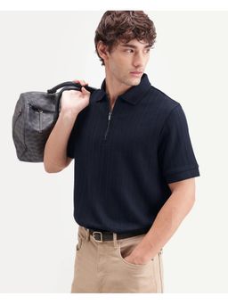 Rare Rabbit - Mens Doom Navy Polyester Blend Polo