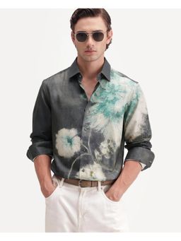 Rare Rabbit - Mens Doru Dusky Green Cotton Blend Shirt