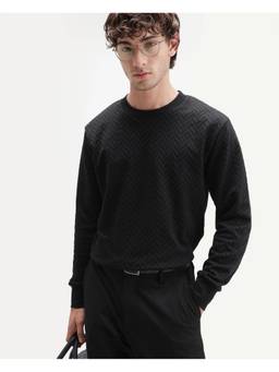 Rare Rabbit - Mens Drow Black Cotton Blend Sweatshirt