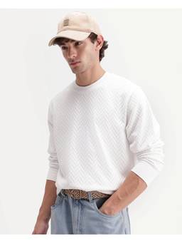 Rare Rabbit - Mens Drow Off White Cotton Blend Sweatshirt