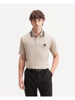 Rare Rabbit - Mens Elio Beige Cotton Blend Polo