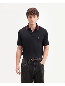 Rare Rabbit - Mens Elio Black Cotton Blend Polo