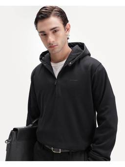 Rare Rabbit - Mens Ephin-T-S26 Black Cotton Blend Hoodie