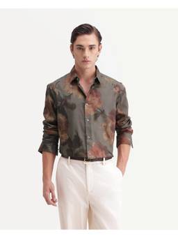 Rare Rabbit - Mens Gardo Dusky Green Cotton Blend Shirt