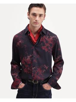 Rare Rabbit - Mens Giru Navy Viscose Shirt
