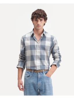 Rare Rabbit - Mens Gryx Blue Cotton Blend Shirt