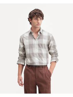 Rare Rabbit - Mens Gryx Dusky Grey Cotton Blend Shirt