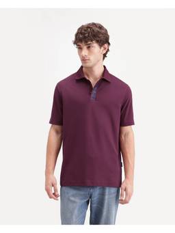 Rare Rabbit - Mens Hin-A26 Dark Red Cotton Blend Polo