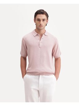 Rare Rabbit - Mens Linok Light Pink Cotton Blend Polo