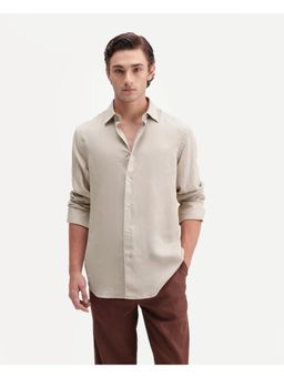 Rare Rabbit - Mens Lyco Ls Dusky Beige Lyocell Shirt