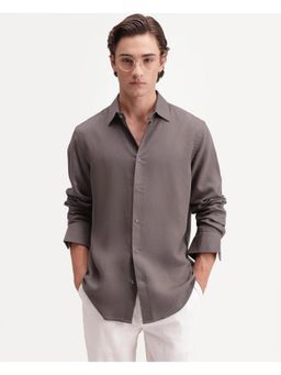 Rare Rabbit - Mens Lyco Ls Dusky Brown Lyocell Shirt