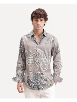Rare Rabbit - Mens Melo Grey Cotton Blend Shirt