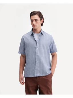 Rare Rabbit - Mens Pedri Blue Viscose Blend Shirt