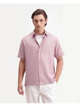 Rare Rabbit - Mens Pedri Pink Viscose Blend Shirt