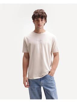 Rare Rabbit - Mens Rabbit-A26 Beige Cotton Blend T-shirt